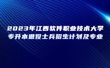 2023年江西软件职业技术大学专升本退役士兵招生计划及专业